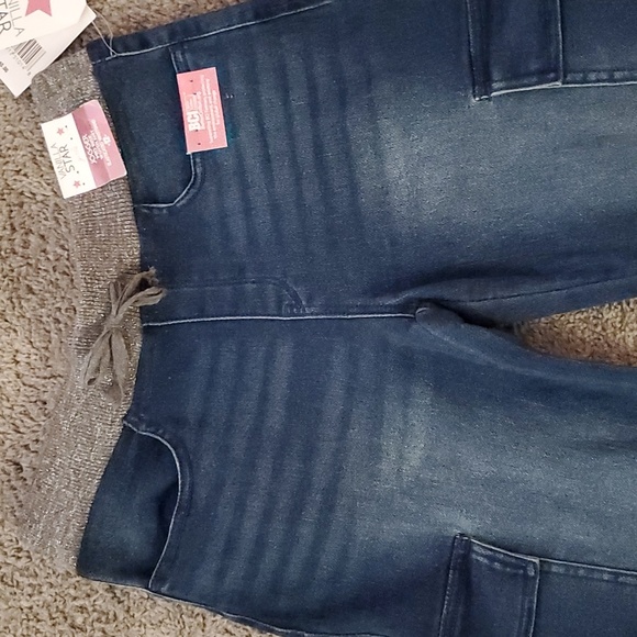 GIRLS sz 12 VANILLA STAR Jeans mid rise joggers elastic waistband stretch cargo - Picture 2 of 8